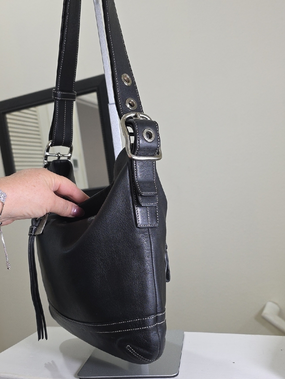 COACH 1415 Vintage 2004 Legacy Slim Black/Silver Smooth Leather Crossbody EUC - Picture 8 of 17